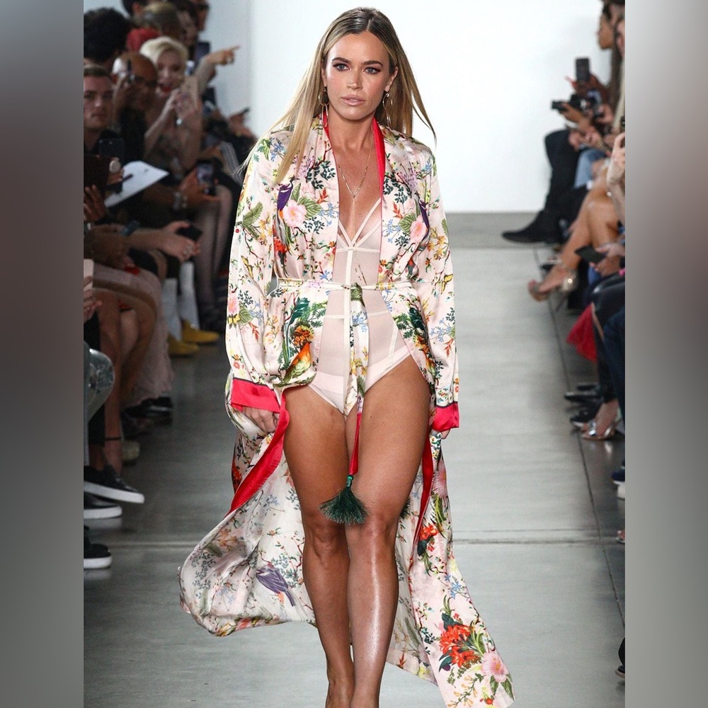 Kyle x Shahida Bird Print Long Silk Robe